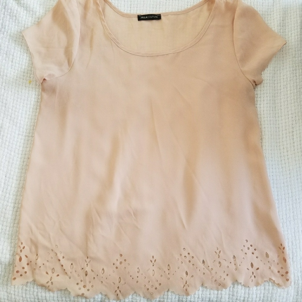 Light Peach Blouse with keyhole detail